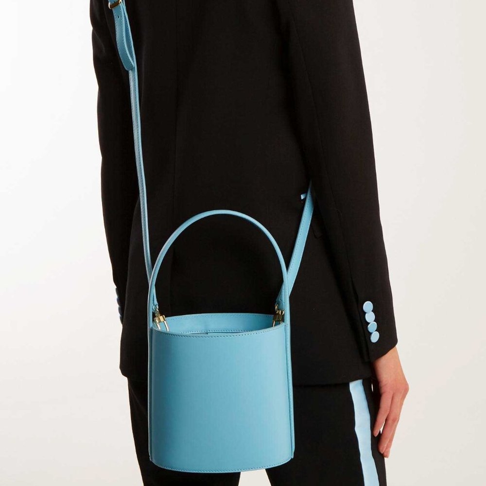 STAUD - Blue Bissett Leather Bucket Bag - Picture 2 of 7